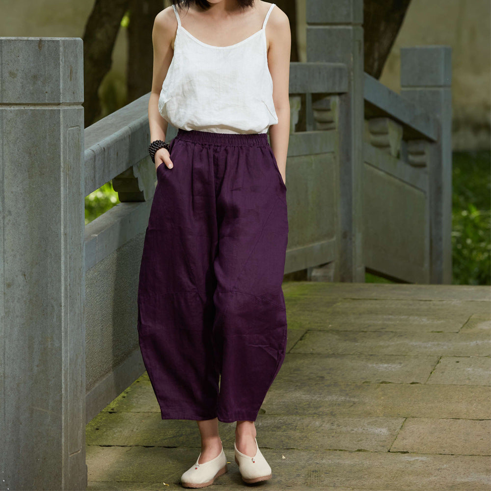 100 Percent Linen Culotte Women with Pockets, Wide Leg Pants Linen, Flare Trouser Women, Linen Homewear 230020k