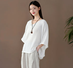Linen Women Blouse in Hanfu Style, Tang suit LIZIQI inspired 102221a