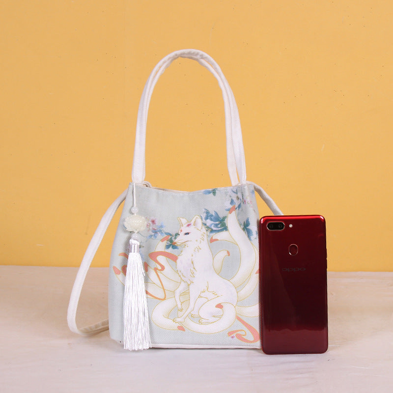 Handmade Linen Retro Print Hanfu Bag Handbag SY2900A