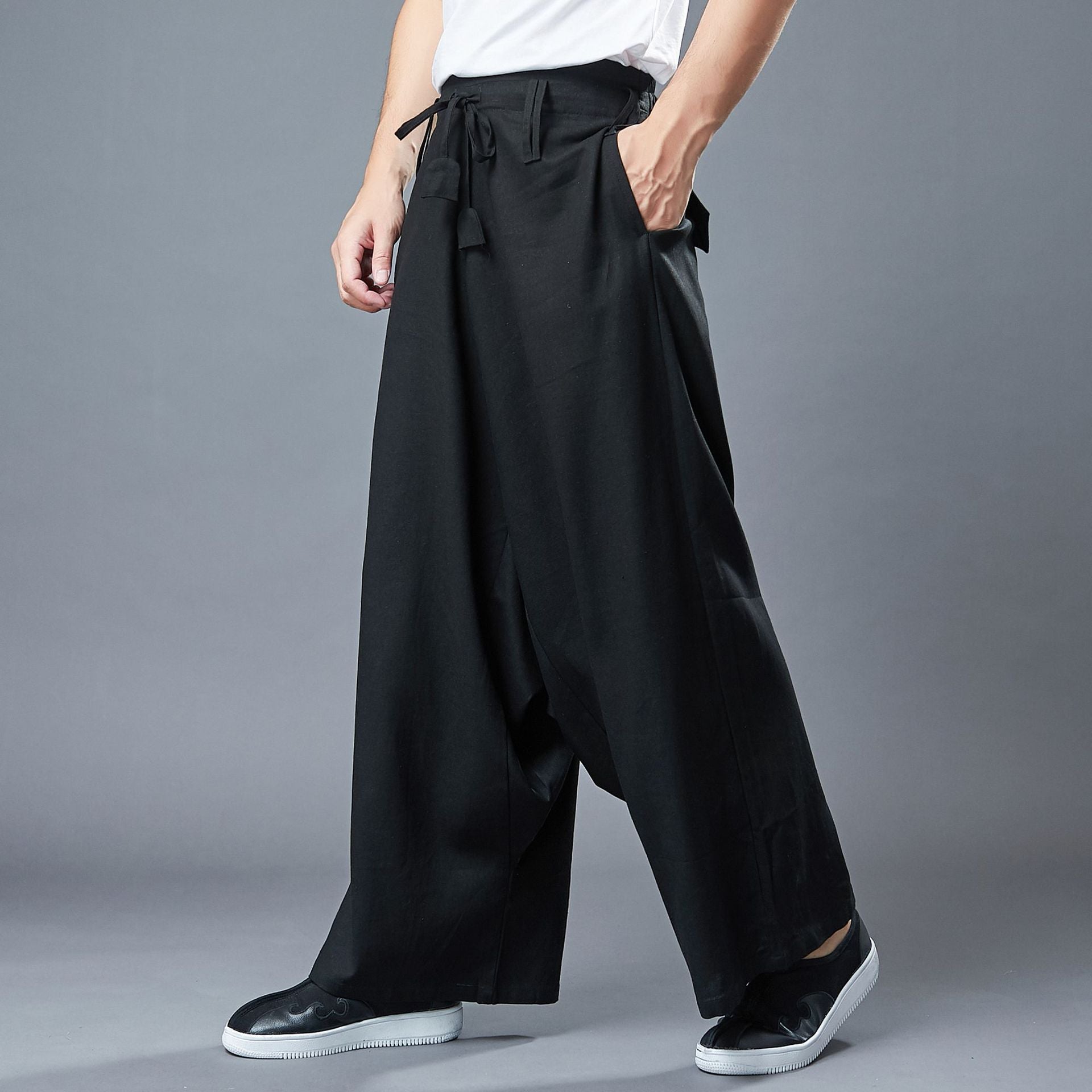 Men Linen Baggy Pants, Men Yoga Pants 230521x