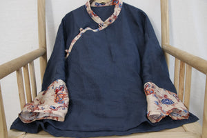 Ramie Linen Women Wrap Top, Chinese style Hanfu 240621a