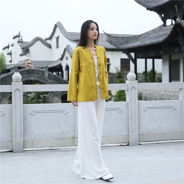 Leinen-Damenbluse im chinesischen Hanfu-Stil LIZIQI inspiriert 030221a