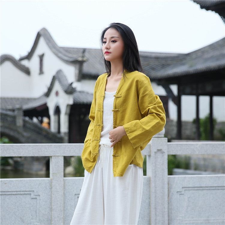 Linen Women Blouse in Chinese Hanfu Style LIZIQI inspired 030221a
