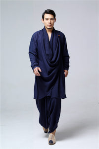 Ramie Linen Herren Yoga Tao Jacket Pants Set, Noragi Jacket Pants 240521c