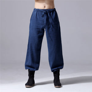 Men Ramie Linen Pants with Strings, Men Cargo Pants 460598c
