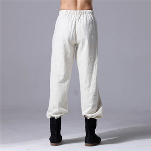 Men Ramie Linen Pants with Strings, Men Cargo Pants 460598c