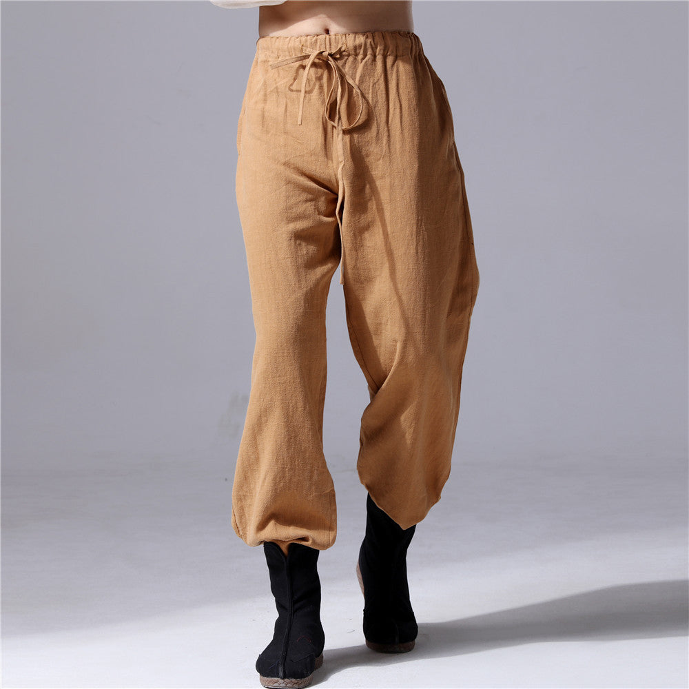 Men Ramie Linen Pants with Strings, Men Cargo Pants 460598c – ISTORIST