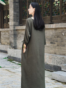 Linen Women Maxi Dress LIZIQI inspired 010421f