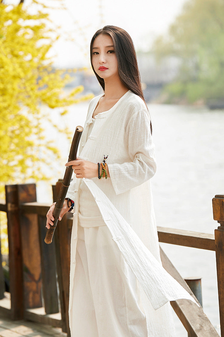 Linen Women Long Blouse, Linen Women Cardigan 140521c Liziqi inspired