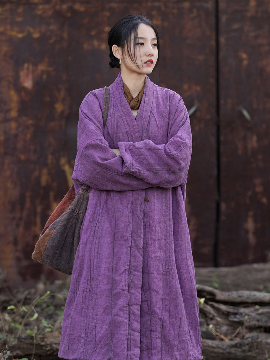 Winter Thick Ramie Linen Women Quilted Jacket in Hanfu Style, Chinese style Hanfu 231059w
