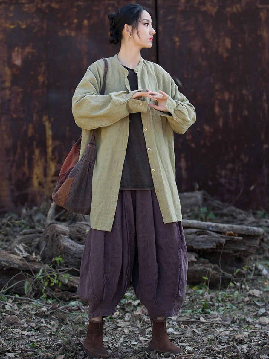 Linen Ramie Women Long Jacket in Oversize Style, Tang suit, linen Tunic women in Chinese Traditional Style 232612w