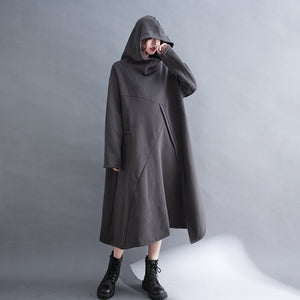Designer Asymmetric Hoodie Dress women, winter autumn overall dress 231403h