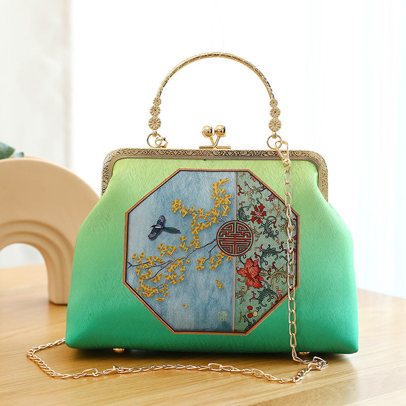 Handmade Cheongsam Clutch Handbag with Vintage Print DL9901B