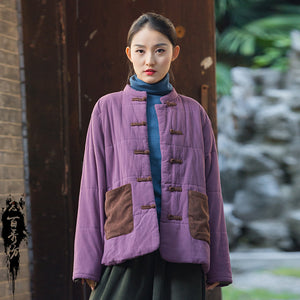 Thick Cotton Cord Women Quilted Jacket, Chinese style Hanfu 225711a