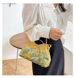 Handmade Cheongsam Clutch Handbag with Vintage Print DL9909A