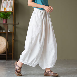 Linen Cotton Women Culotte, Linen Homewear 180422b