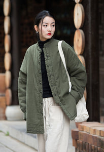 Ramie Linen Cotton Women Quilted Jacket, Chinese style Hanfu 227910a