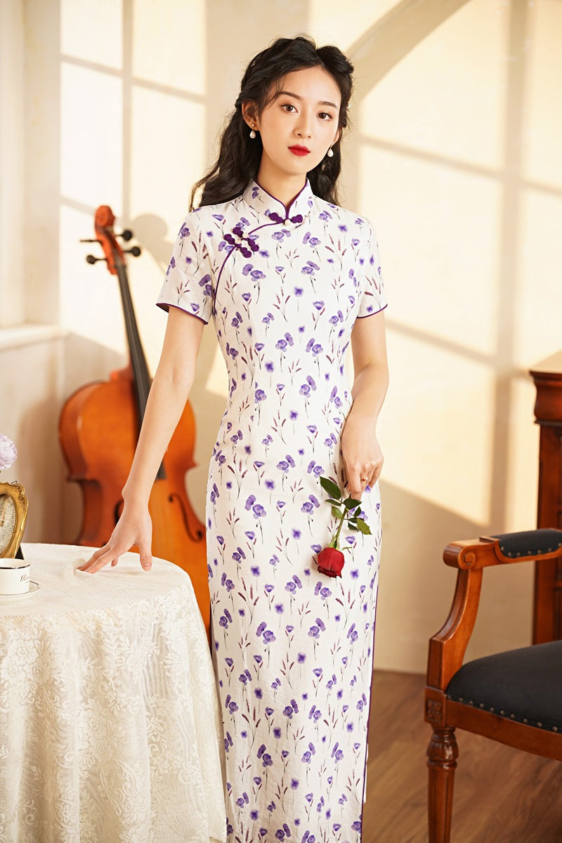 Tencel Cotton Maxi Dress with Short Sleeves HQ2231