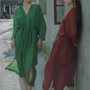100% Ramie Linen Women Onepiece Dress 221627a
