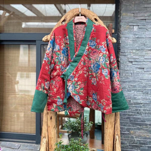 Linen Cotton Women Double Layered Chinese Jacket, Linen Vintage Hanfu Jacket 232254w