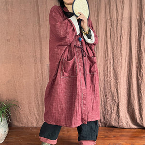 Linen Cotton Double Layered Women Long Blouse, Taichi jacket, Tang suit, Chinese Traditional Wear 232038g