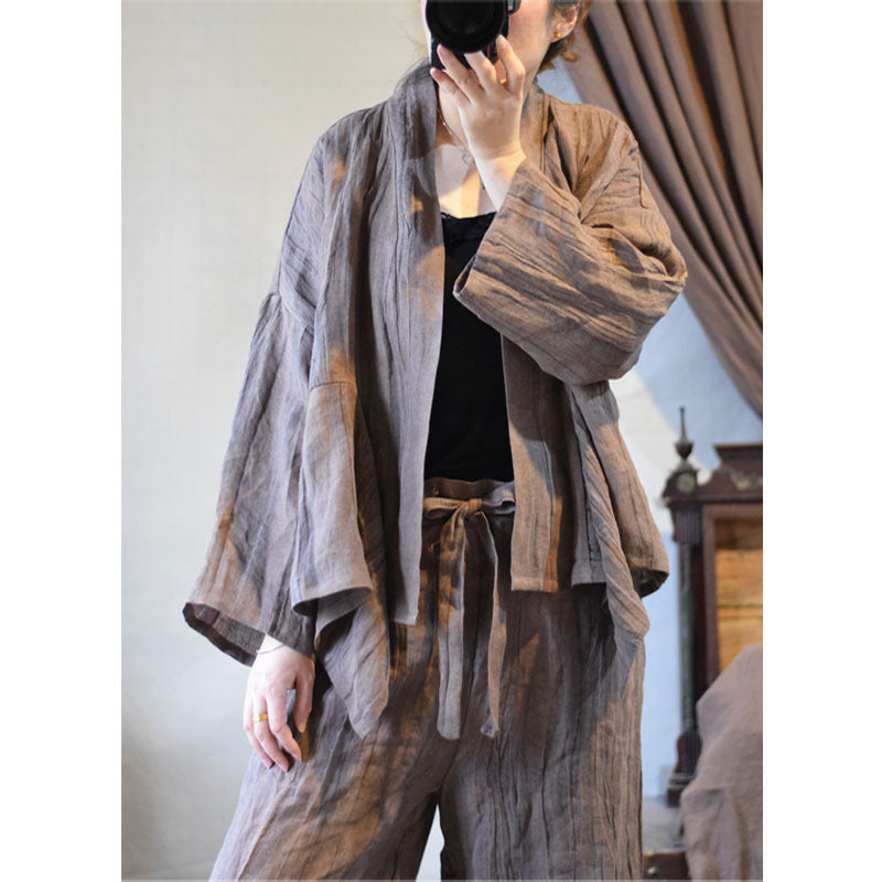 100% Linen Women Uni Jacket with Long Sleeves and Hanfu Collar, Linen women blouse 231822a