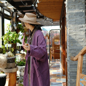 100% Linen Vintage Chinese Women Jacket with Hand sewed Patchwork, linen women Shirt Jacket 2231848t