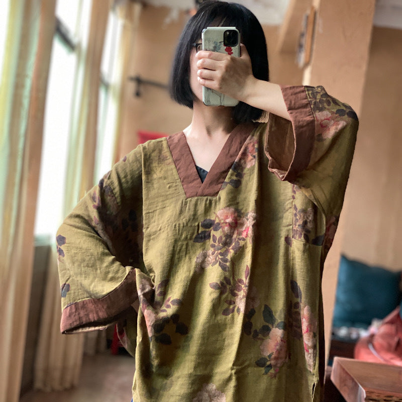 Quality Cotton Vintage Style Women Pullover, Vintage Women Hanfu Shirt Blouse with V collar 231652t