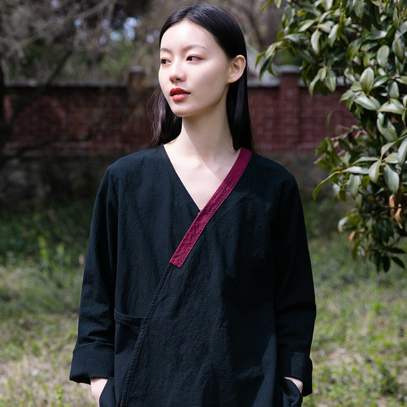 Linen Women Blouse in Chinese Traditional Hanfu Style LIZIQI inspired 003321a