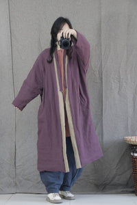 100 Percent Linen Cotton Women Quilted Chinese Coat with Patchwork Design 231924a