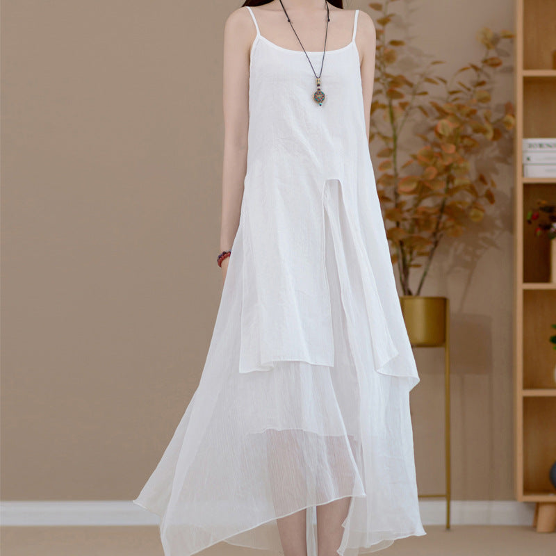 Fairy Max Dress with spaghetti String, Cotton Women Dress 180422d