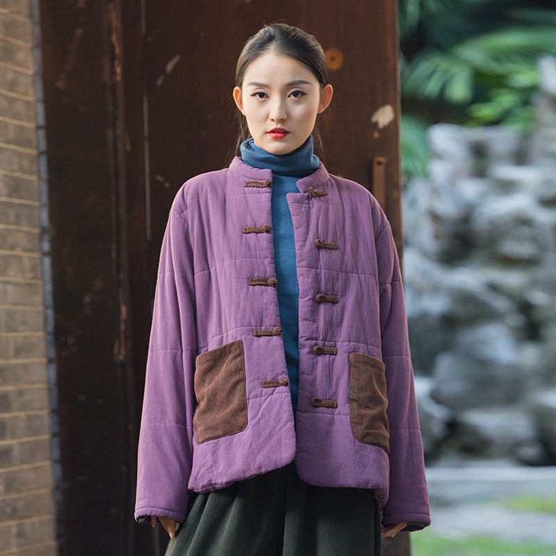 Thick Cotton Cord Women Quilted Jacket, Chinese style Hanfu 225711a