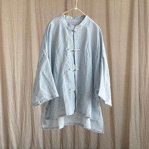 100 Percent Ramie Linen Women Blouse with Traditional Handmade Buttons, chinese style women blouse, linen shirt 231655s