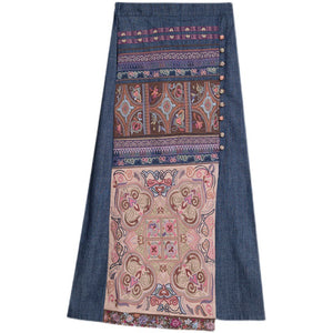 Patchwork Maxi Skirt with Yunnan Embroidery 221758b