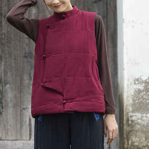 Linen Cotton Women Quilted Vest 220299b