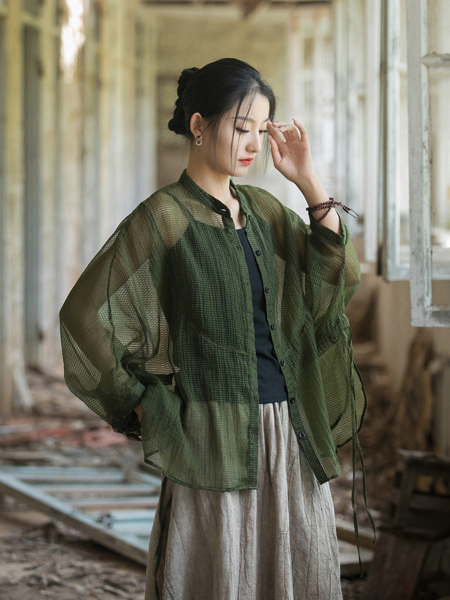 Tencel Summer Women Blouse, women summer jacket with traditional Chinese style 231803j