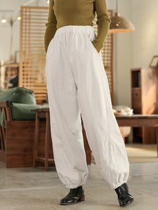 Winter Linen Cotton Thick Pants for Women, Quilted Pants 203719b