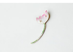 Handgefertigte Embrodiery Lotus Flower Leaf Brosche 22ZY79l