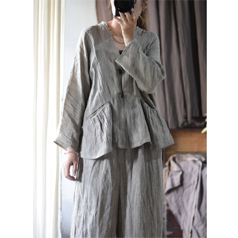 100% Linen Women Blouse with Pockets, Linen women blouse 231317a