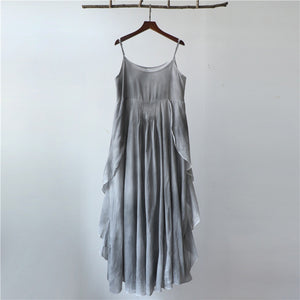 Tie Dyed Max Long Dress with spaghetti String and multi layers 000321a