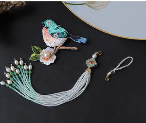Handcrafted Embrodiery Bird Brooch 22ZY79a