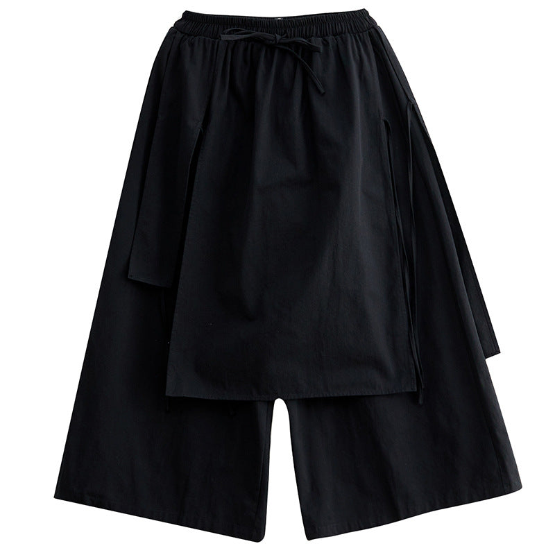 Irregular Designer Women Pants with Pockets, Wide Leg Pants, linen Culottes women 231328h