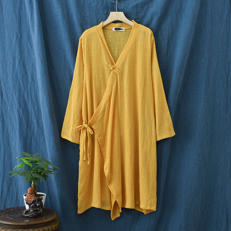 Linen Cotton Women Long Cardigan in Hanfu Style, Women Linen Bluse LIZIQI inspired 210521m
