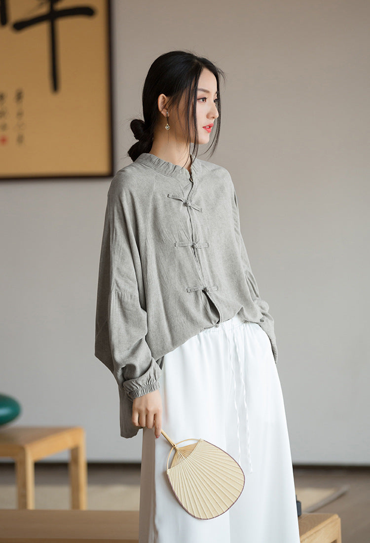 Linen Cotton Women Blouse, LINEN women Pullover, linen women Shirt, linen women top, liziqi 220622a